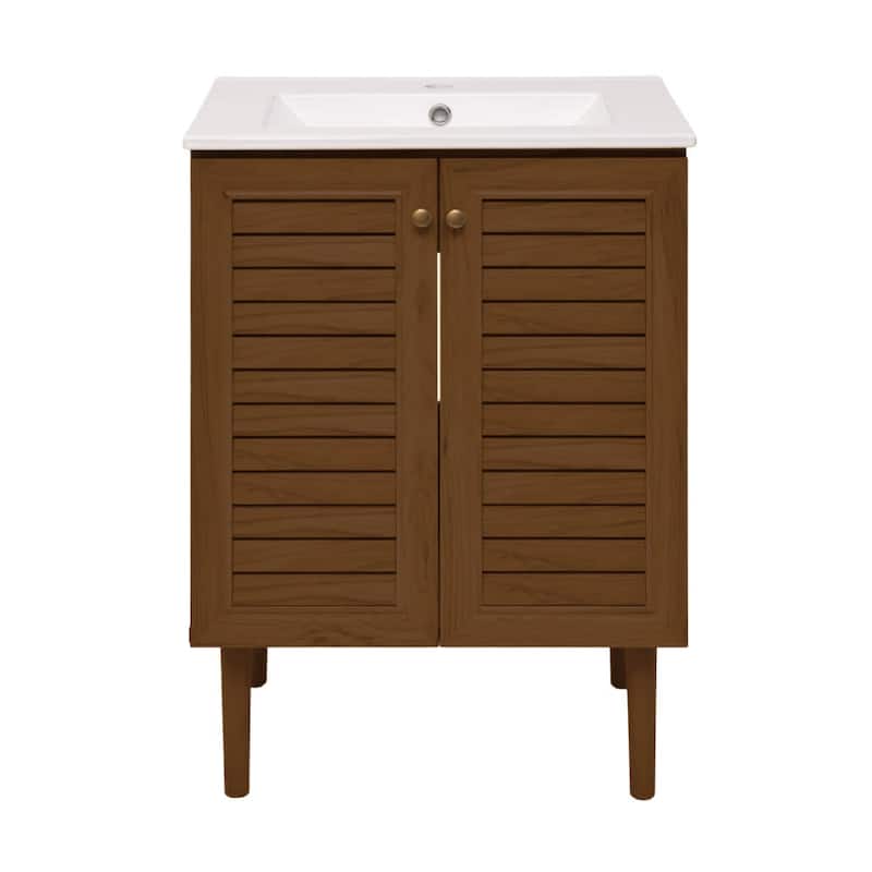 Swiss Madison SM-BV6201 Bron 24" Free Standing Single Basin Vanity Set - Brown Oak - Oak Finish
