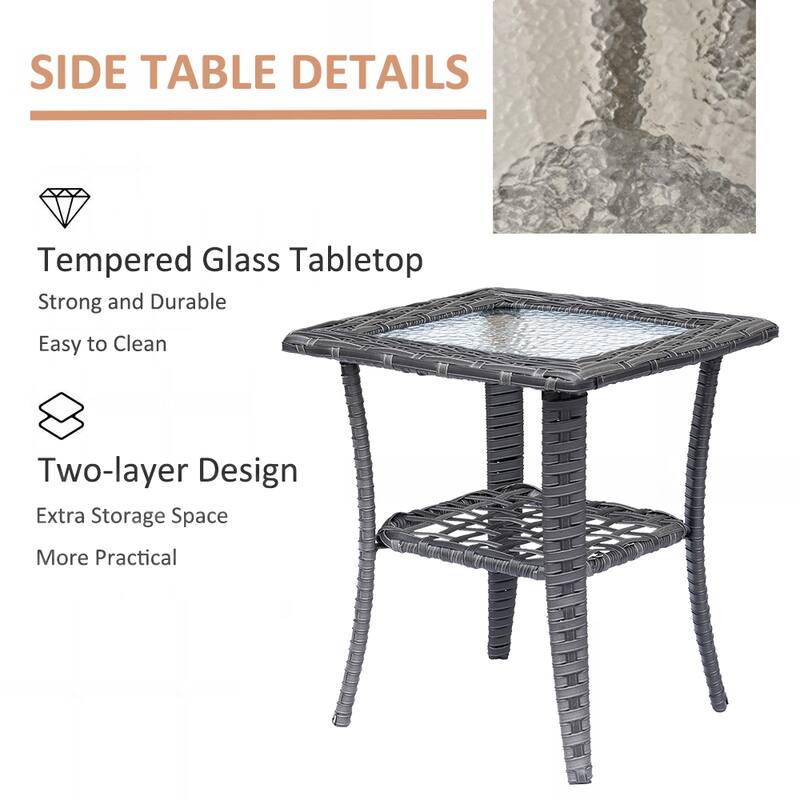 High Back Gray Wicker Outdoor Patio Conversation Sets with Swivel Chair