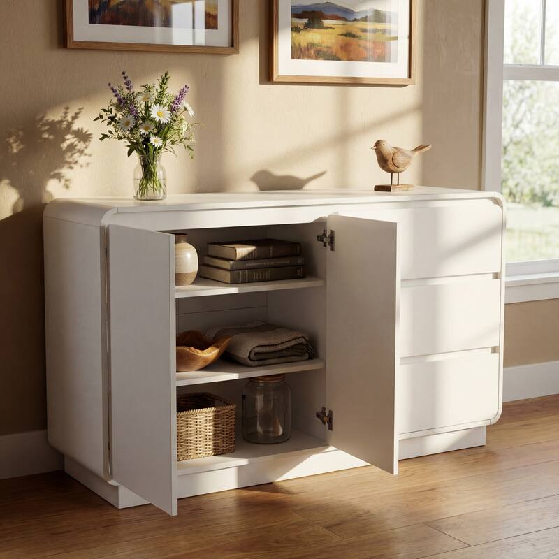 Christopher Knight Home - Modern Sideboard Buffet Cabinet with Soft-close Hinges & Deep Drawer Glides, Versatile Multi-Space Use