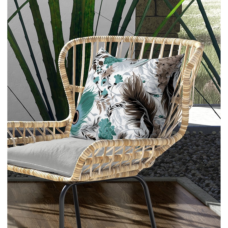 Feathered Opus Indoor/Outdoor Reversible Throw Pillow Green and Brown