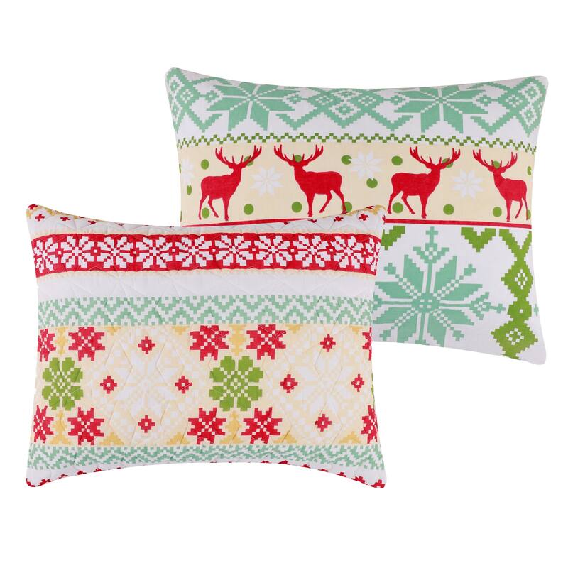 Fair Isle Reversible Quilt and Pillow Sham Set