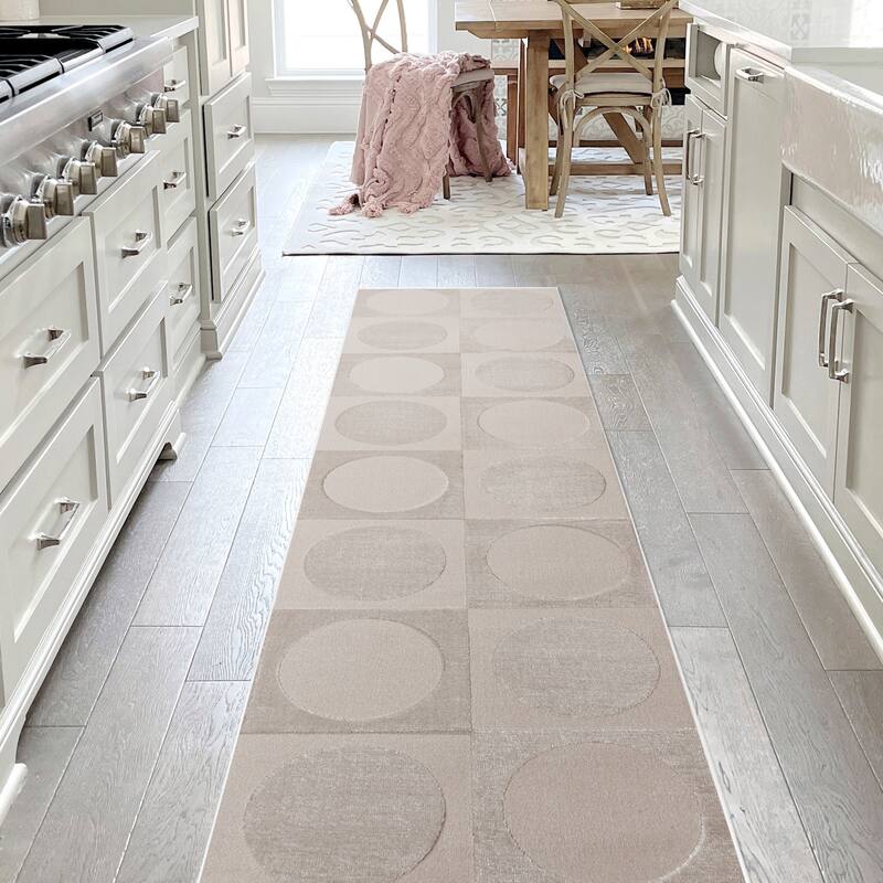 JONATHAN Y Adrian Modern Geometric Circles In Squares High-Low Area Rug