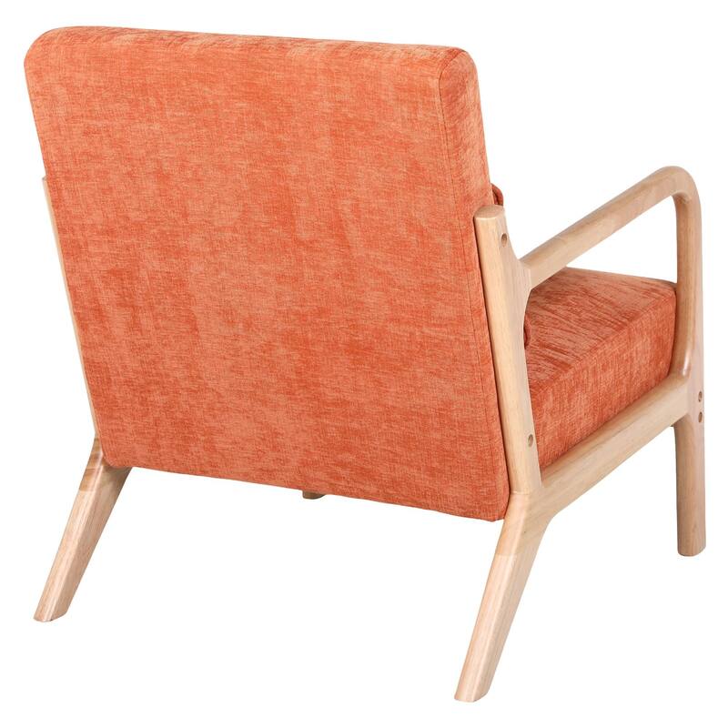 Armchair Solid Wood Frame Accent Chair with Detachable Lumbar Pillow Living Room Chairs