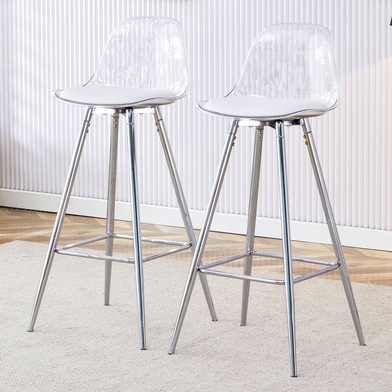 Modern and comfortable upholstered bar chairs, metal legs, small size bar chairs