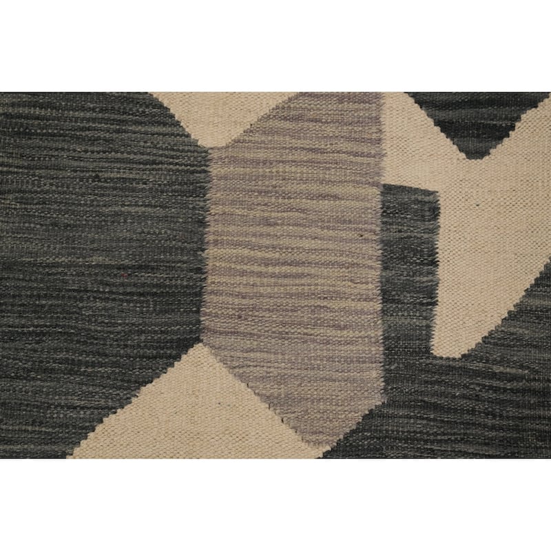 Hand Woven Oriental 100% Wool Carpet Southwestern Modern Beige & Ivories Kilim Runner Rug - 8' 0'' X 2' 0''