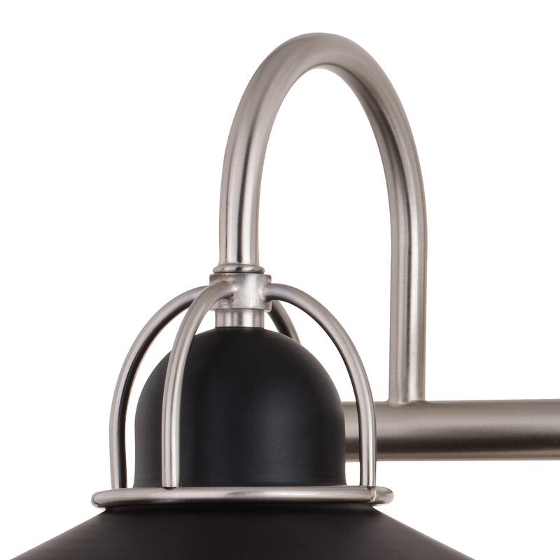 VAXCEL Galena Matte Black and Satin Nickel Nautical Coastal Bathroom Vanity Lighting Fixture, Steel Cage Wall Sconce