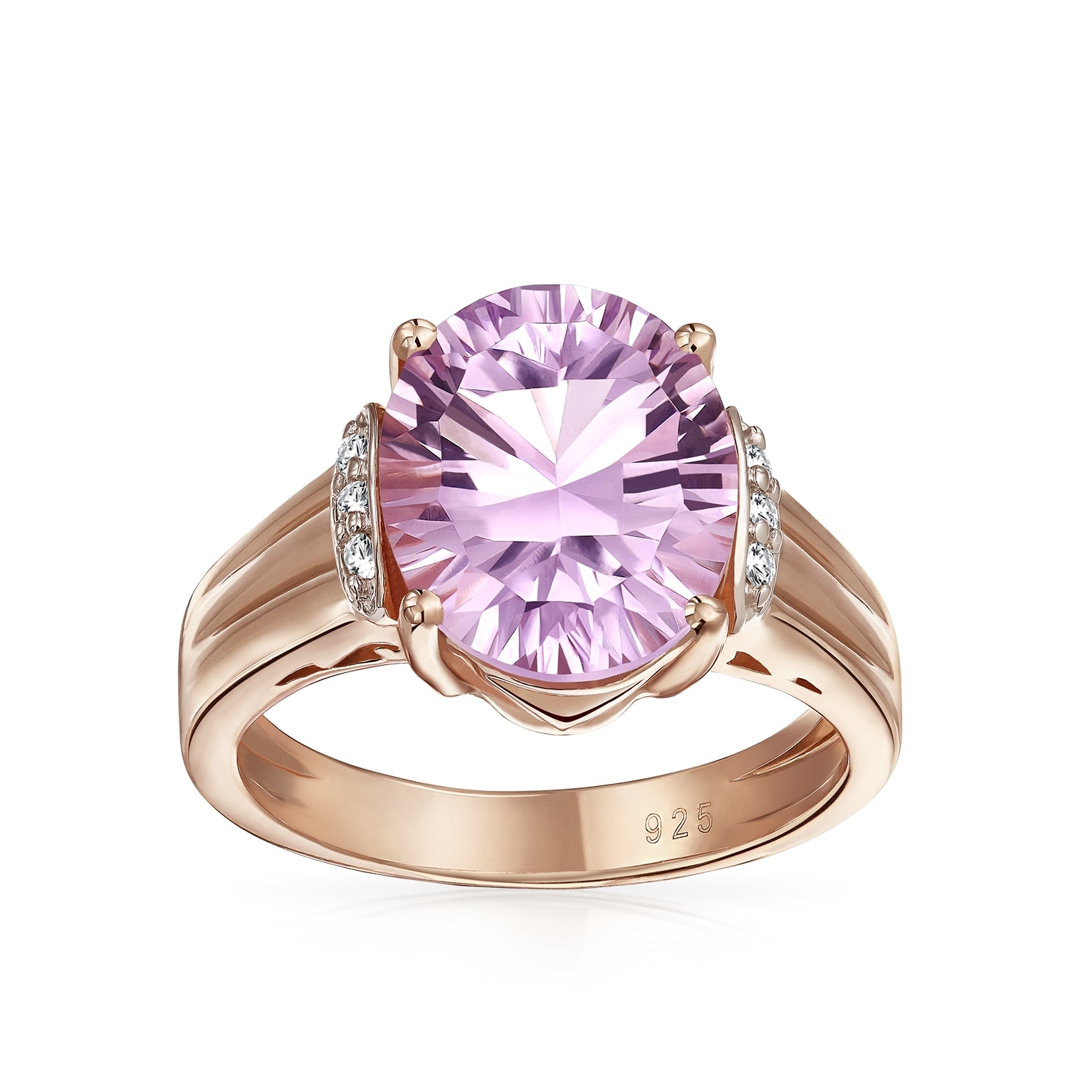 Details about / Authentic Natural Round Amethyst Flower Ring Women Jewelry Gift Rose Gold Plated