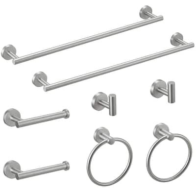 Topcraft Wall Mounted Stainless Steel Bathroom 8 Piece Hardware Set