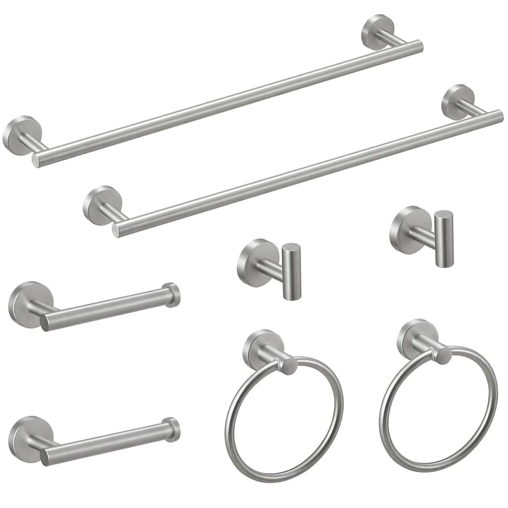 Topcraft Wall Mounted Stainless Steel Bathroom 8 Piece Hardware Set