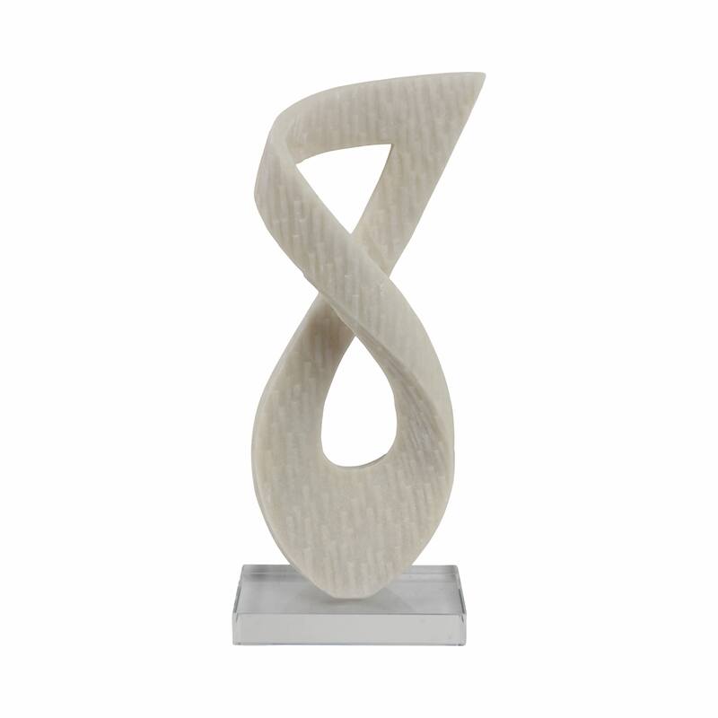 Resin Glass Decorative Object with Abstract Twist Design - 19" White - 8" x 5" x 19"