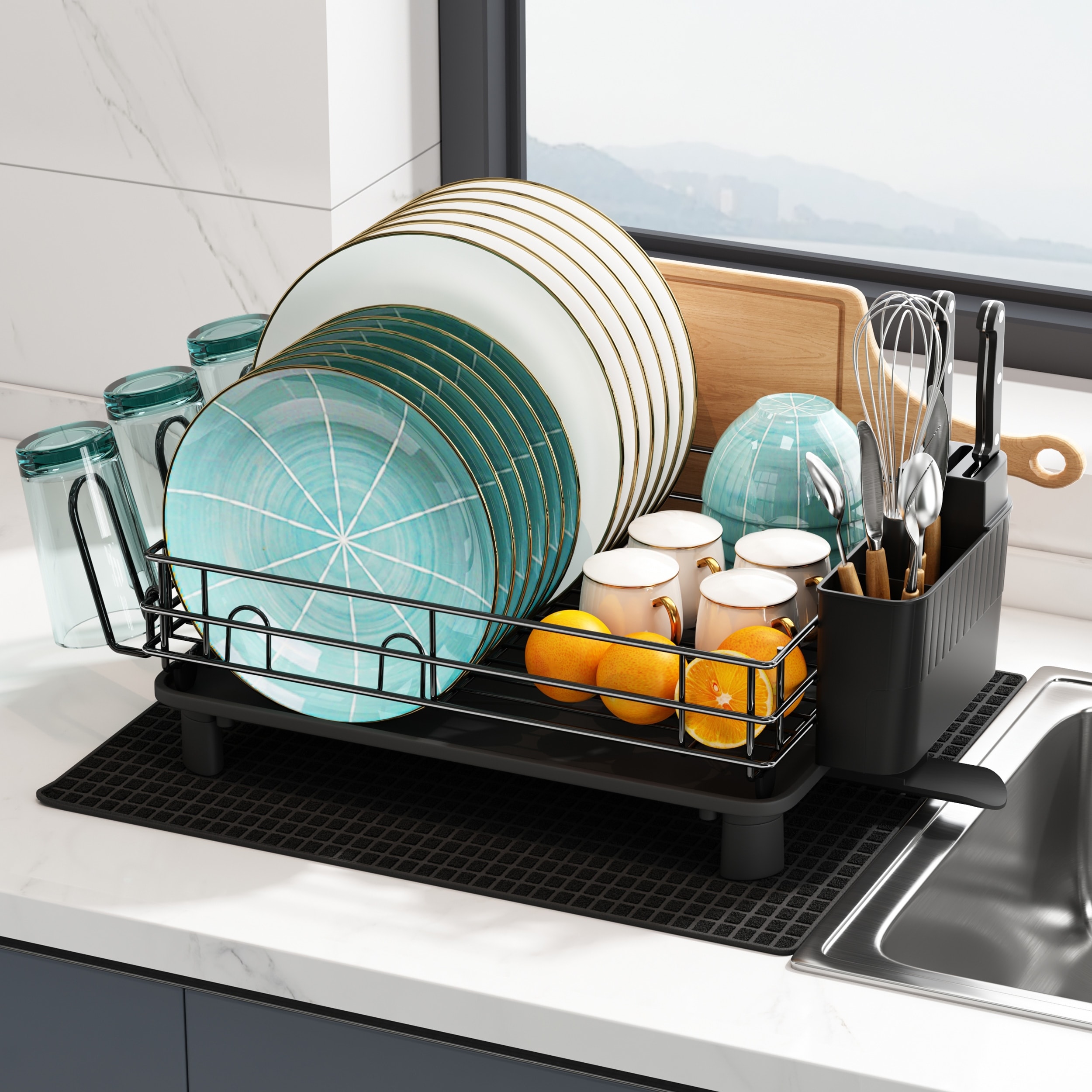 Sabatier Expandable Stainless Steel Dish Rack with Rust-Resistant Soft  Coated