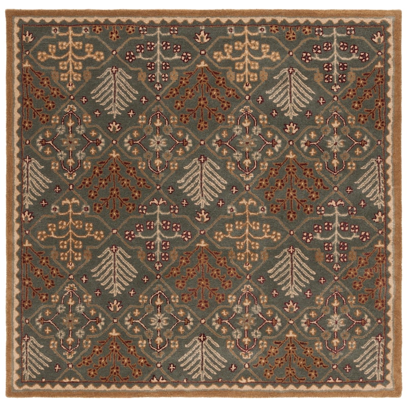 SAFAVIEH Handmade Antiquity Nermine Traditional Oriental Wool Rug - 6' Square - Light Blue/Gold
