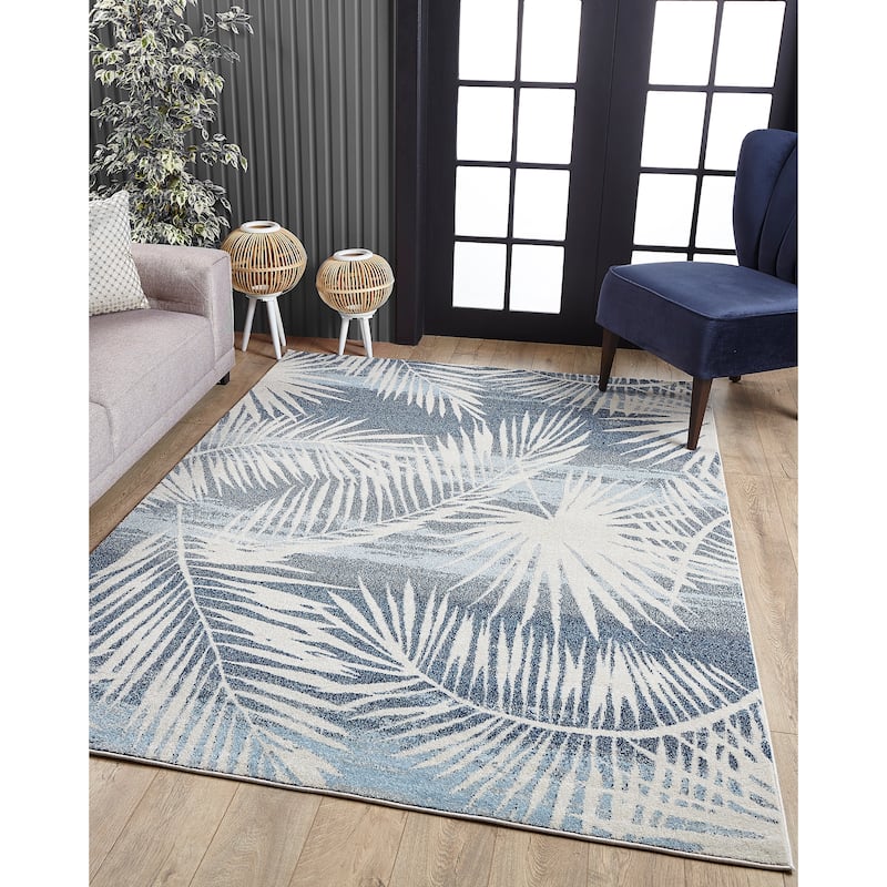 Domani Tropics Vintage Palms Area Rug - 7'10" x 10'10" - Blues