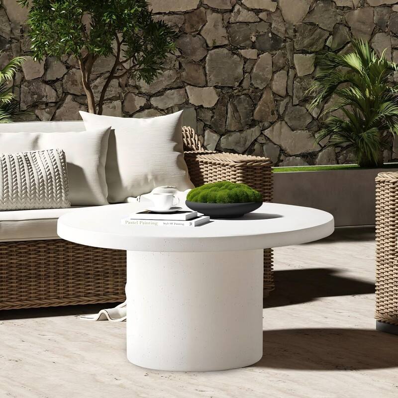 Travertine Round Coffee Table Circle Pedestal Table