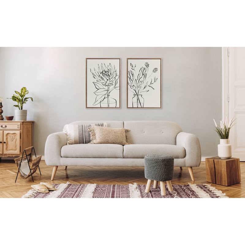 Sylvie Beaded SB Protea Sketches Framed Canvas Set by Sara Berrenson