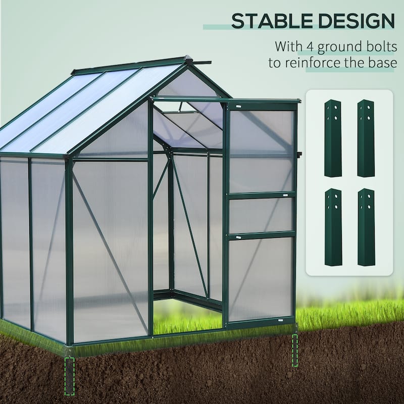 Outsunny Polycarbonate Walk-In Greenhouse for Outdoors - CLEAR