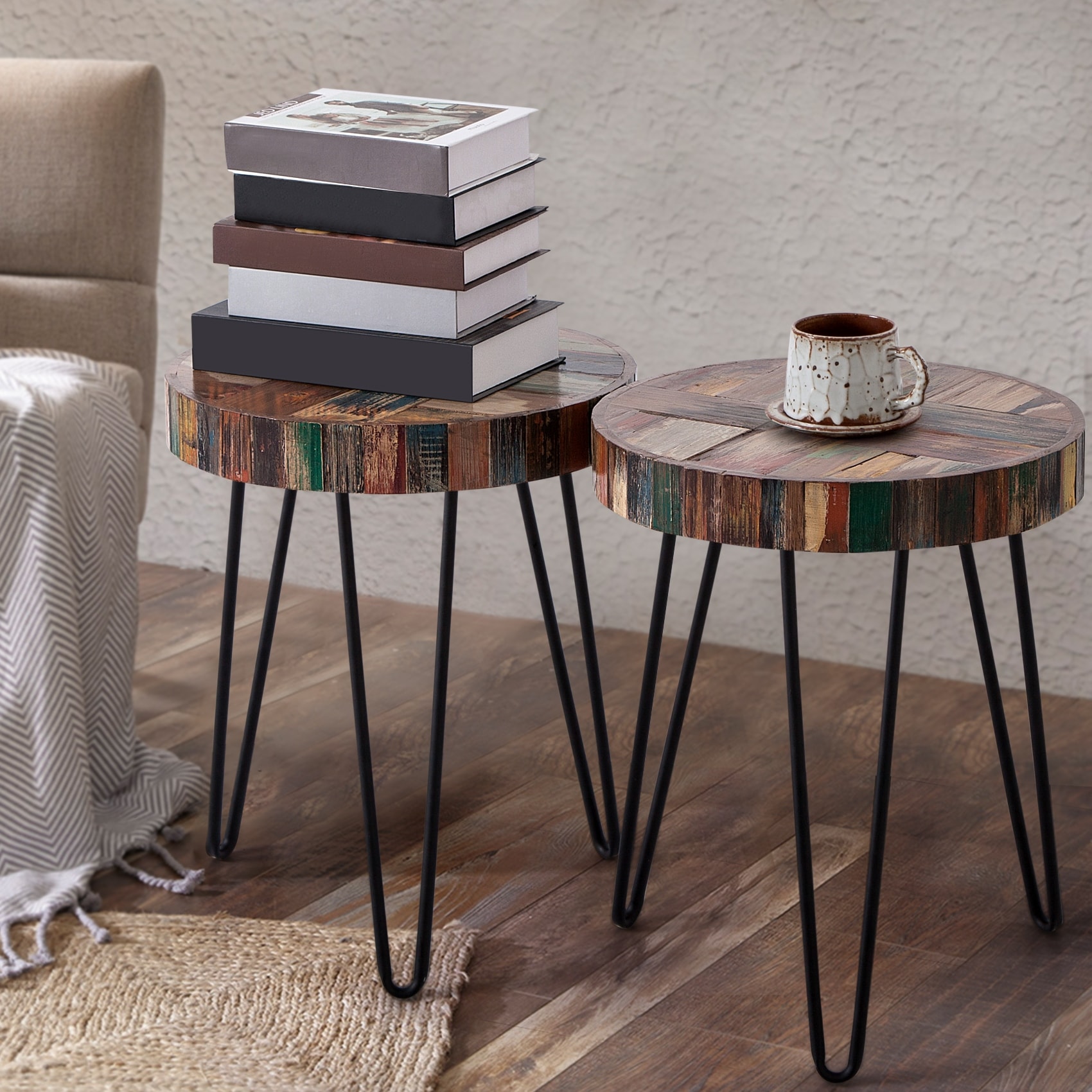 Greenage Reclaimed Wood End Table Living Room Night Stand Use