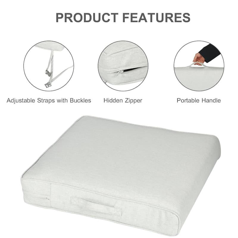 Aoodor Patio Chair Cushions Set of 2, Water Resistant Outdoor Seat Cushions with Handle and Ties, Square Corner Cushions