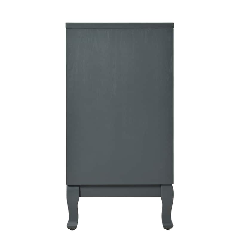 Sideboard Cabinet with Artificial Rattan Doors, Accent Cabinet with Adjustabel Shelves, Buffet Cabinet with Wooden Legs