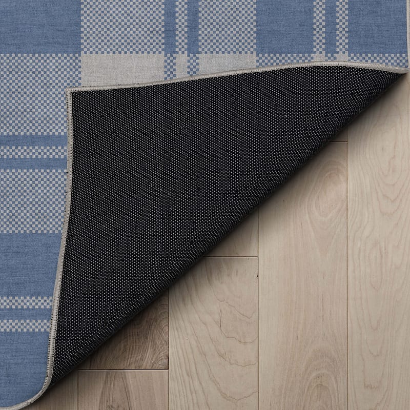 Well Woven Apollo Plaid Farmhouse Geometric FlatWeave Rug