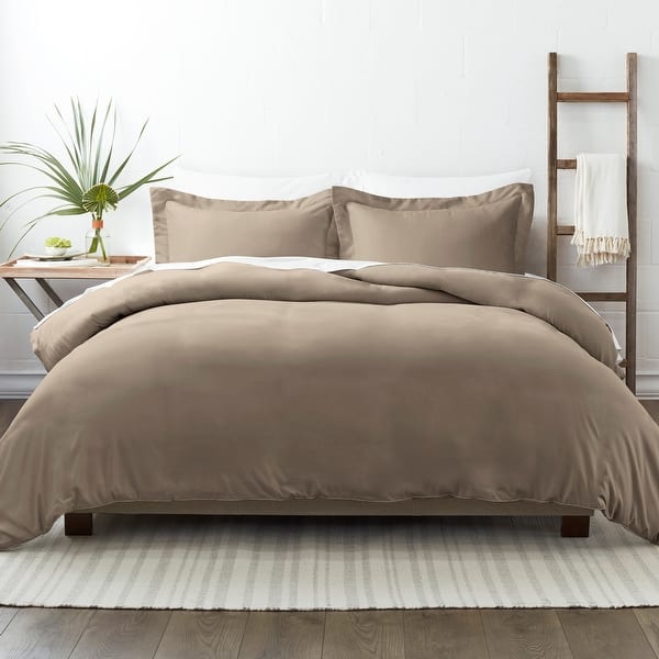 Becky Cameron Oversized 3-piece Microfiber Duvet Cover Set - Taupe - King - Cal King