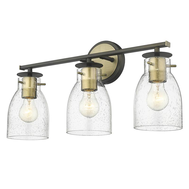Shelby Oil Rubbed Bronze/ Antique Brass Bath/ Vanity Fixture w/ Clear Seedy Glass
