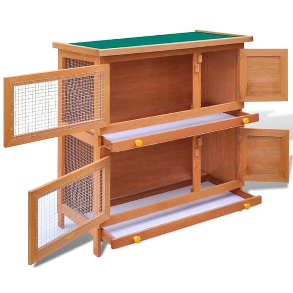 Sandinrayli Wood Double-Tier Rabbit Hutch Pet Cage Bunny House with Flip-up Roof Indoor /& Outdoor Use