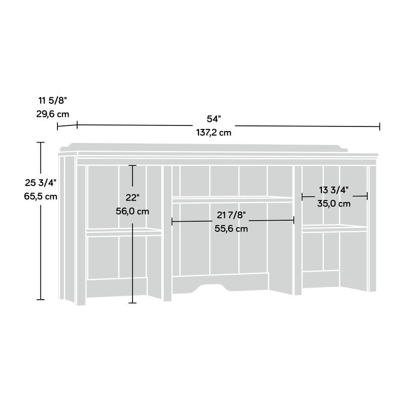 Wood Hutch with Adjustable Shelves, Brown - 54.02" W x 11.65" D x 25.79" H