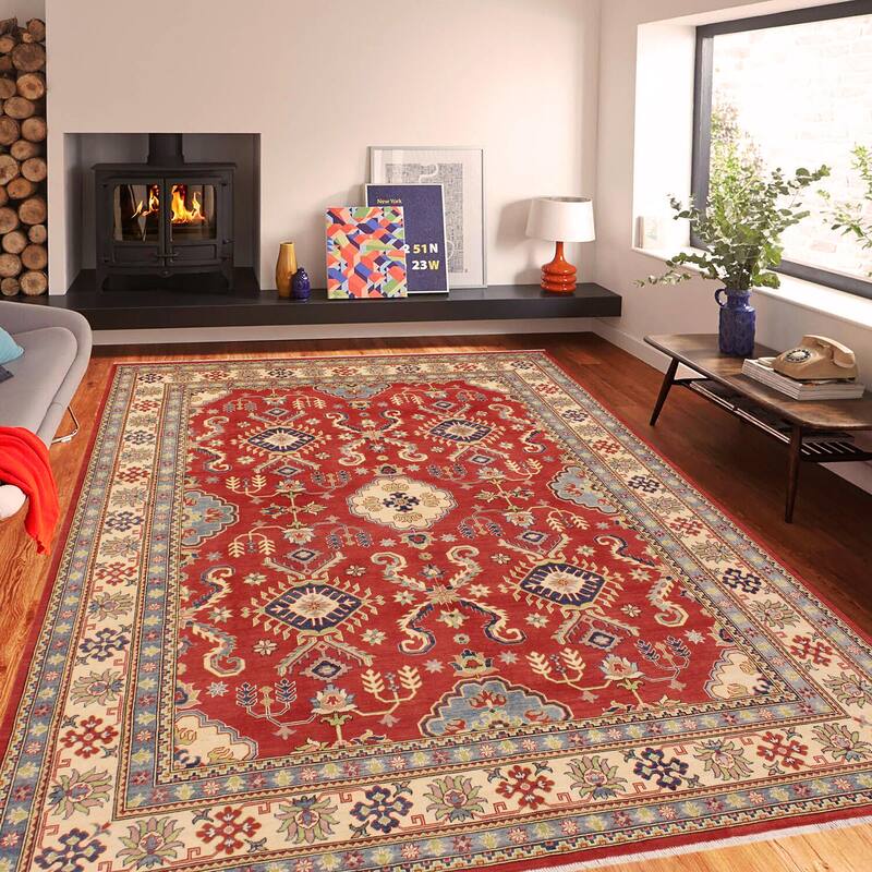 Tribal Kazak Quinten Red/Beige Wool Rug - 8'11'' x 11'9''