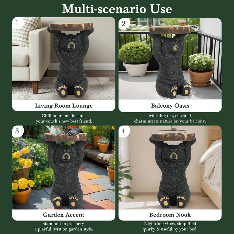 Christopher Knight Home - Blackthorn Bear MGO Side Table with Faux Wood-Top and Weather-Resistant Charm
