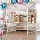 preview thumbnail 1 of 24, Full Size Loft Bed Metal Frame with Desk and Shelf,Loft Bed with Ladder,With Desk And Bookshelf,White White
