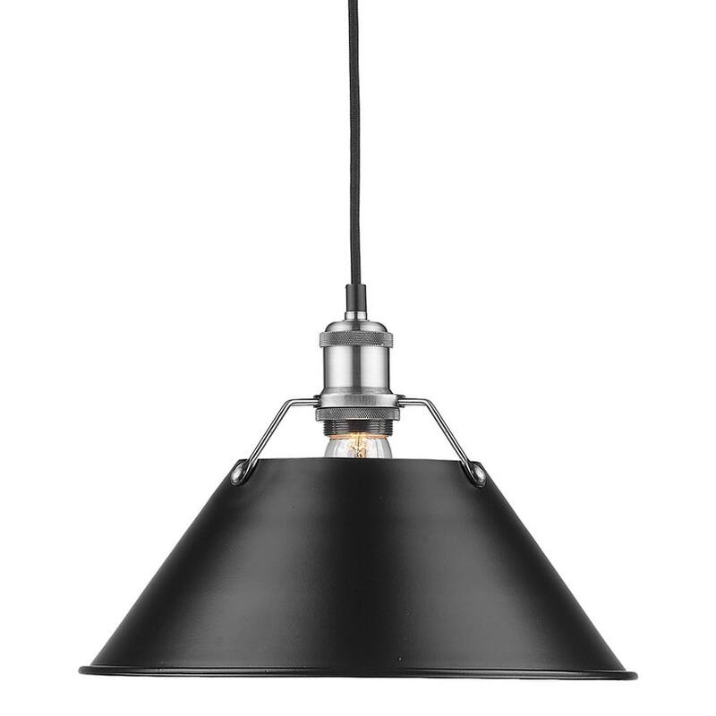 Golden Lighting Orwell Single Light 14" Wide Pendant in Pewter with