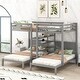 preview thumbnail 1 of 7, Pine Wood Full XL over Twin & Twin Bunk Bed with 4-Shelf Storage Full XL over Twin & Twin - Gray