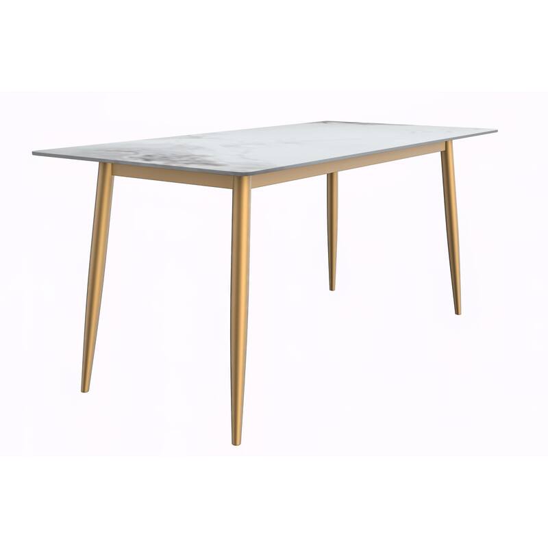 Zayle Dining Table with a 71" Rectangular Top and Gold Steel Base