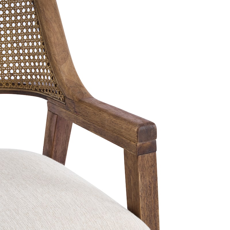 Christopher Knight Home - Mid-Century Modern Upholstered Cane Back Dining Chairs with Rubberwood Frame