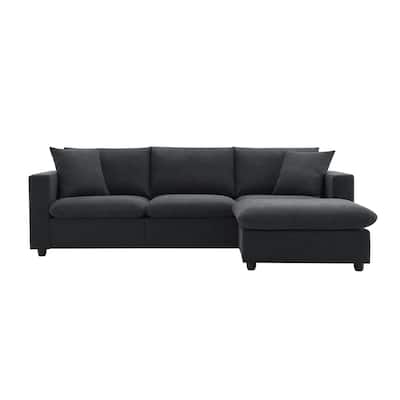 101" 4 Seat Sectional Sofa,L Shaped Cloud Couch with Movable Ottoman
