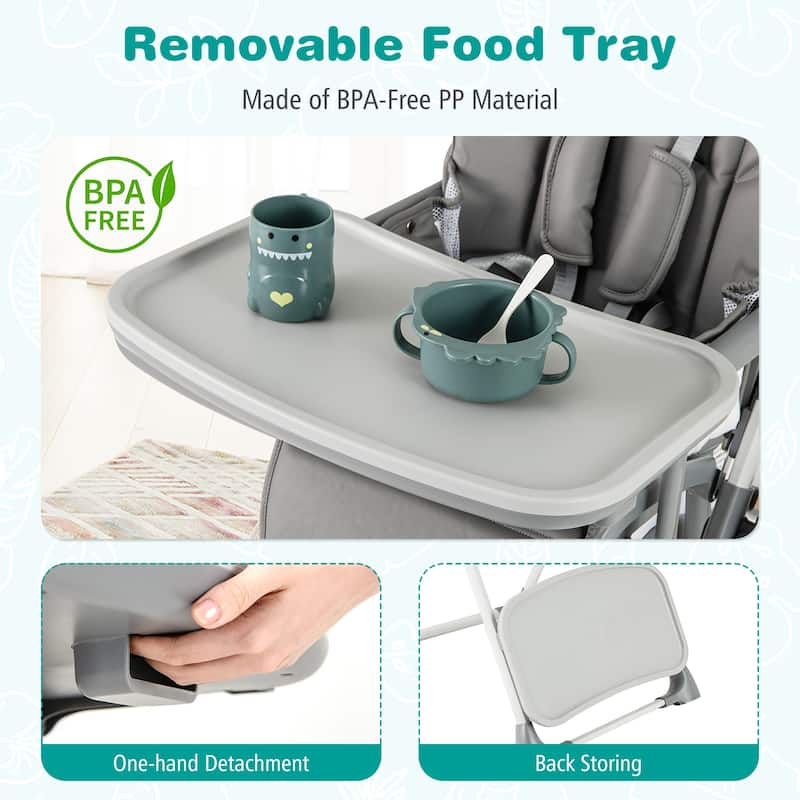 Gymax Foldable High Chair for Babies & Toddlers w/ Footrest Detachable