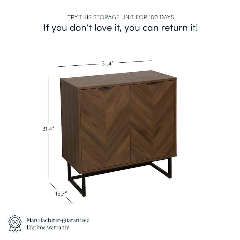 Nathan James Enloe Rustic Doors Metal Base Free Standing Modern Storage Cabinet for Entryway