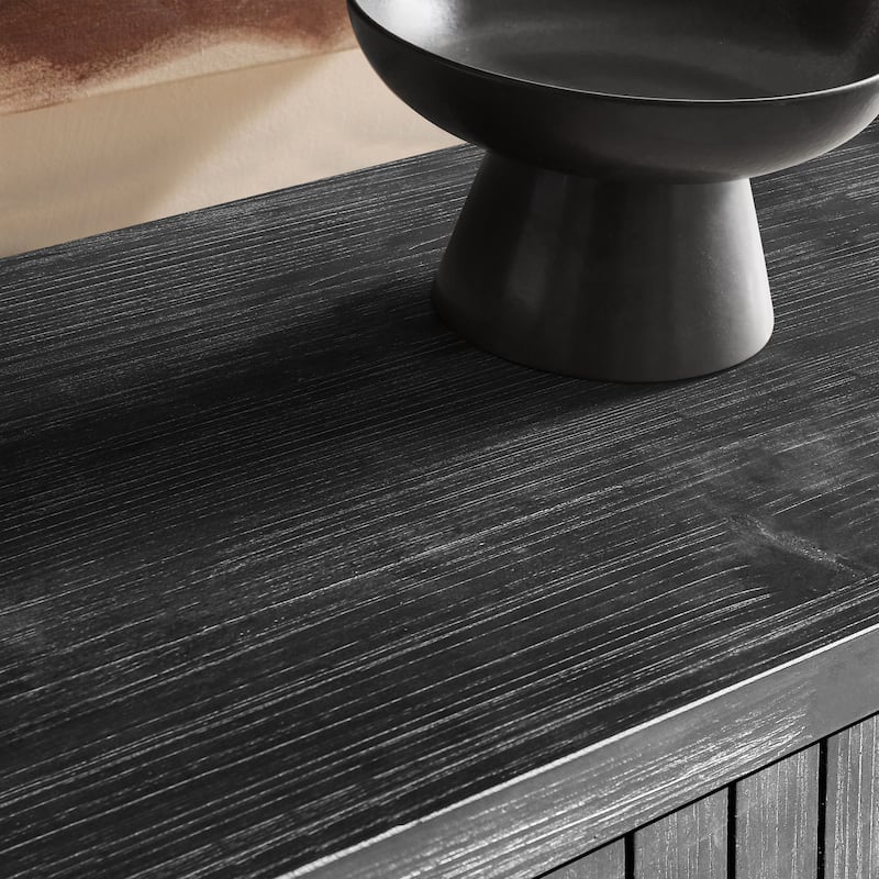 59'' Farmhouse Curved Vintage Sideboard Buffet Cabinet with Vertical Wood Grain Doors and Adjustable Shelves for Dining Room