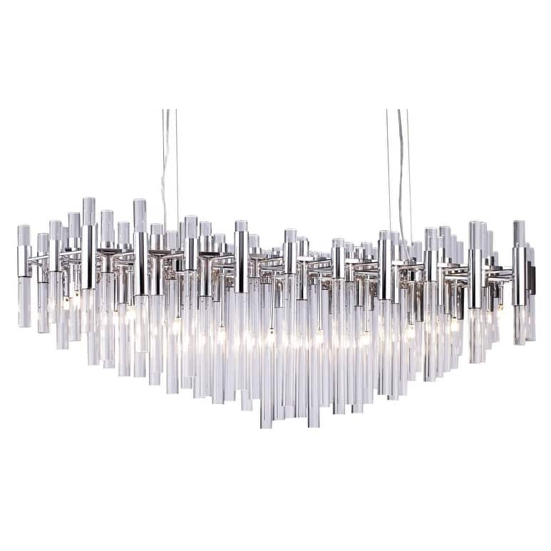 Polished Chrome Steel Chandelier with Clear Glass Rods