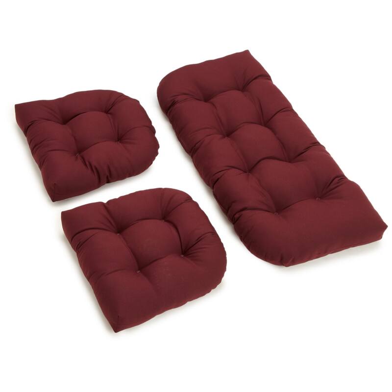Twill 3-piece Indoor Settee Cushion Set - Burgundy