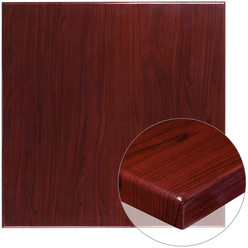 36'' Square High-Gloss Resin Table Top with 2'' Thick Drop-Lip - 36"W x 36"D x 2"H - 36"W x 36"D x 2"H