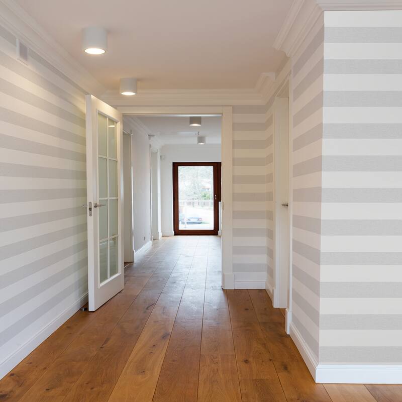 Calico Stripe Gray Wallpaper