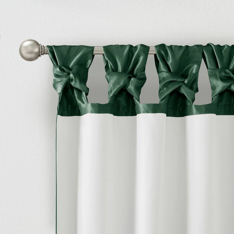 Twist Tab Lined Window Curtain Panel Green