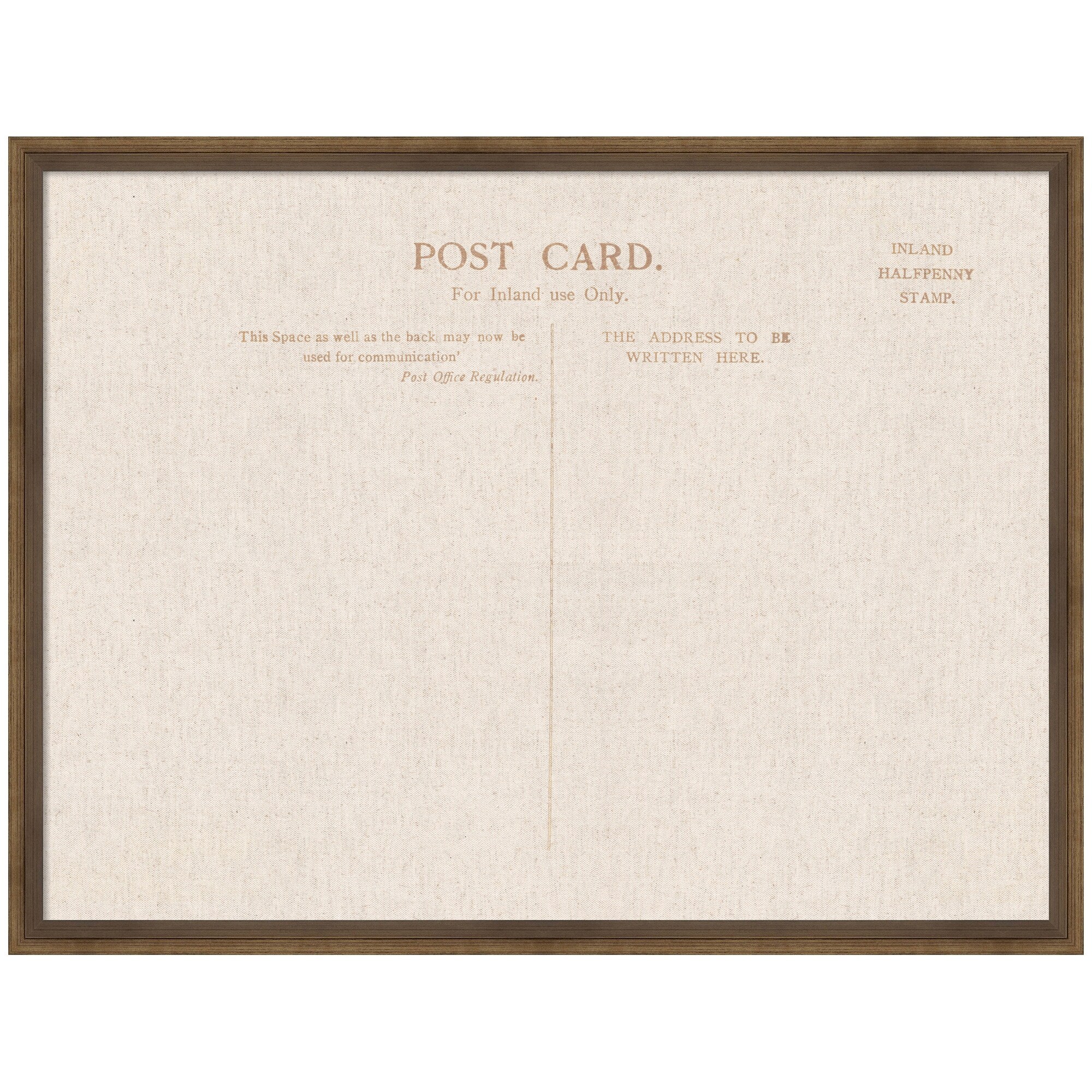 Kate and Laurel Framed Fabric Pinboard Linen Vintage Post Card Wall Organization