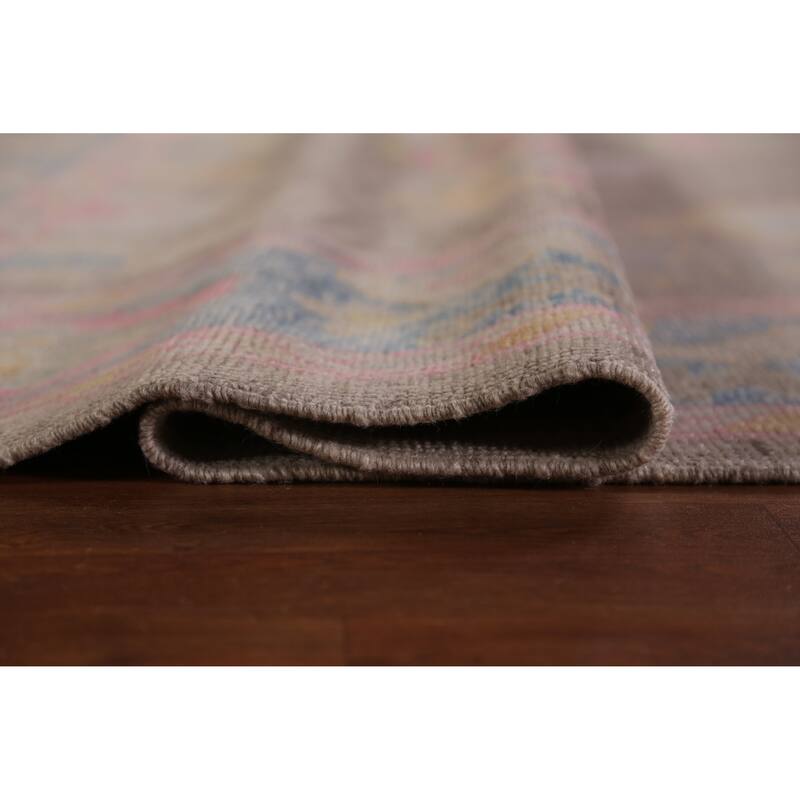 Hand Knotted Oriental 100% Wool Carpet Transitional All-Over Brown Oushak Area Rug - 11' 3'' X 8' 8''