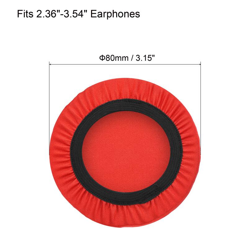 1 Pair Red Fabric Washable Headphone Covers Fits 2.36"-3.54" Earphones - Red