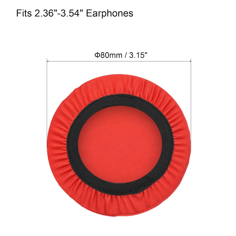 2 Pairs Red Fabric Headphone Covers, Fits 2.36"-3.54" Earphones - Red