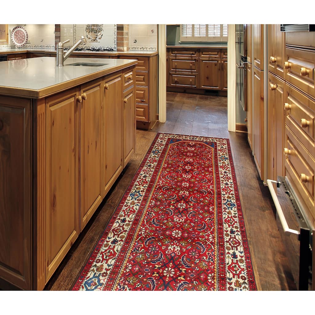 Fine Vintage Distressed Subbooh Red/Beige Runner - 3'4" x 9'2"