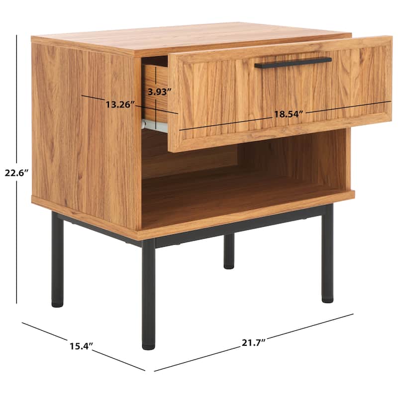 SAFAVIEH Home Axelle 1 Drawer Nightstand. - Oak/Black.